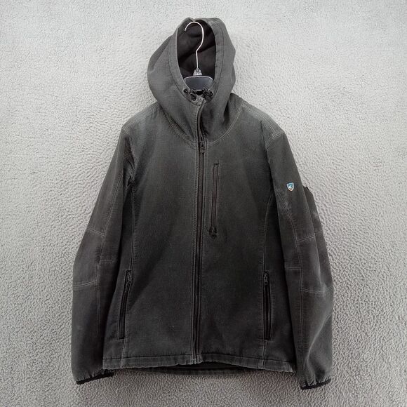Kuhl Jacket Mens‎ Medium Gray Hooded Vintage Patina Dye Fleece Lined Shell